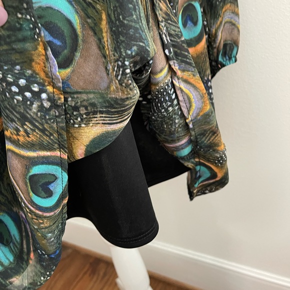 Peacock Feather Print Shift dress/tunic- Sz S - Picture 7 of 9